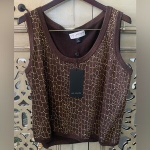 St. John Chocolate and Gold Patterned Tank